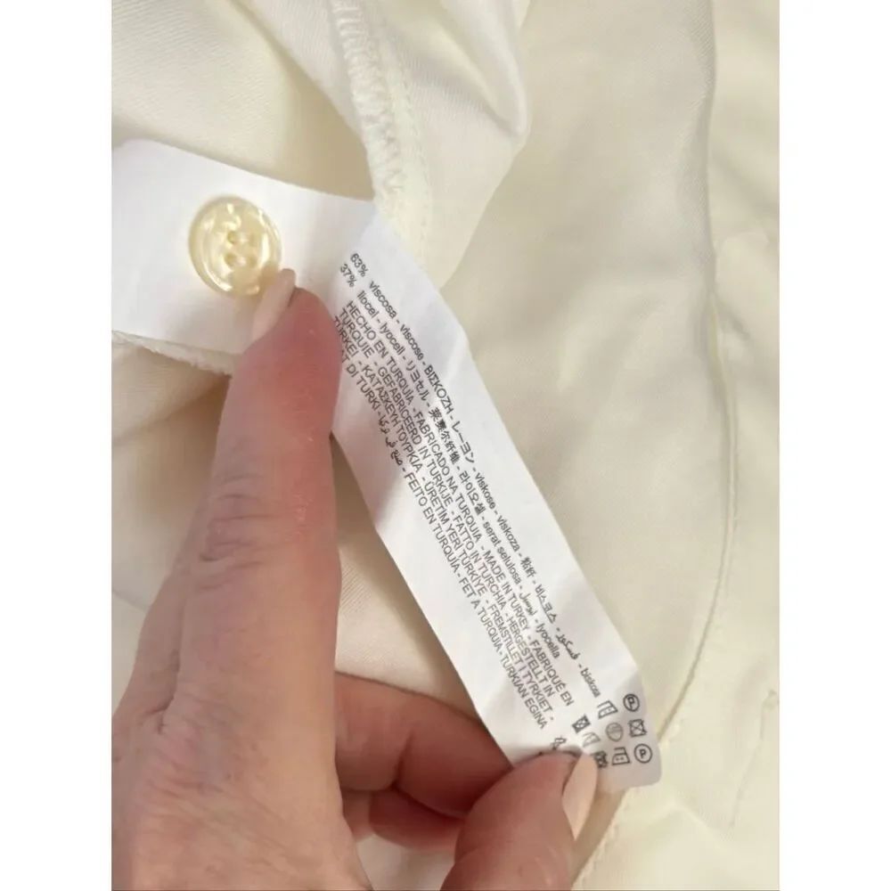 NEW ZARA Women’s Medium Ivory Cream Button Down Blouse - Picture 7 of 9